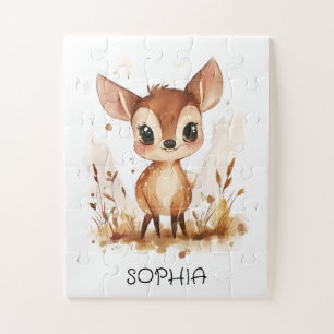 Quebra-cabeça Aquarela Animal Personalizado Cervo Aniversário In
