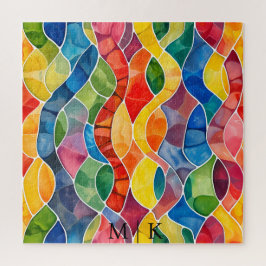 Quebra-cabeça Aquarela Arco Arco-Íris Vidro Estampado