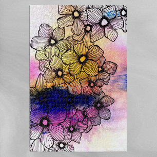 Quebra-cabeça Aquarela Artística e Flores de Sangue de Tinta