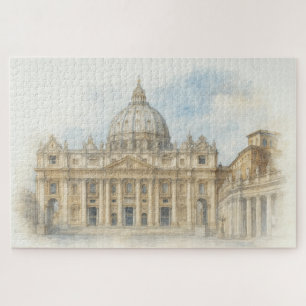 Quebra-cabeça Aquarela Basílica de São Pedro Vaticano Itália