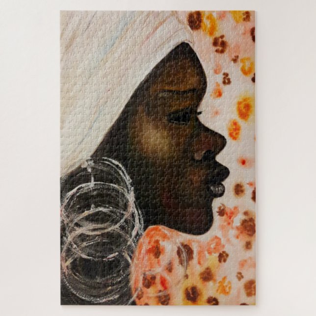 Quebra-cabeça Aquarela - Beleza Africana - Pintada por Migrada (Vertical)