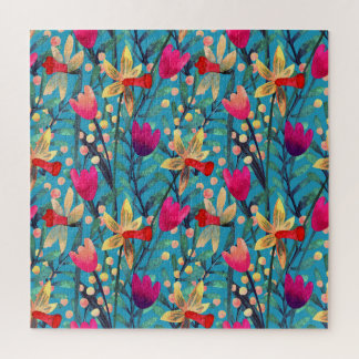 Quebra-cabeça Aquarela Brilhante: Design Floral Sem Costura.