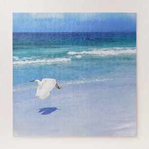 Quebra-cabeça Aquarela Costeira Egret Neve