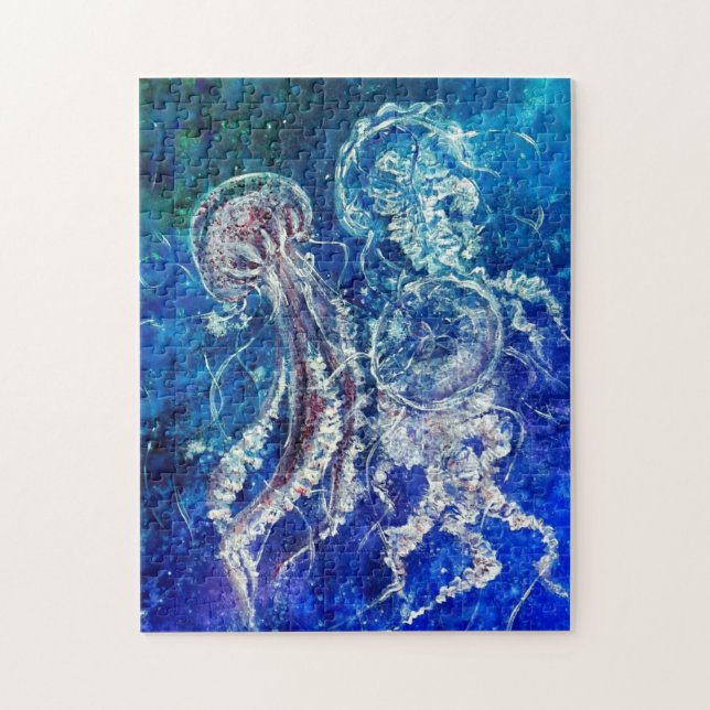 Quebra-cabeça Aquarela - Dança de medusas - (Vertical)