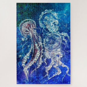 Quebra-cabeça Aquarela - Dança de medusas
