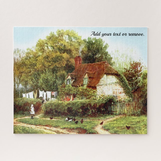 Quebra-cabeça Aquarela de cascas, raparigas e galinhas, (Horizontal)