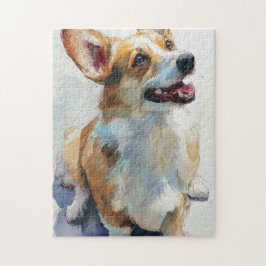 Quebra-cabeça aquarela de corgi pembroke galês