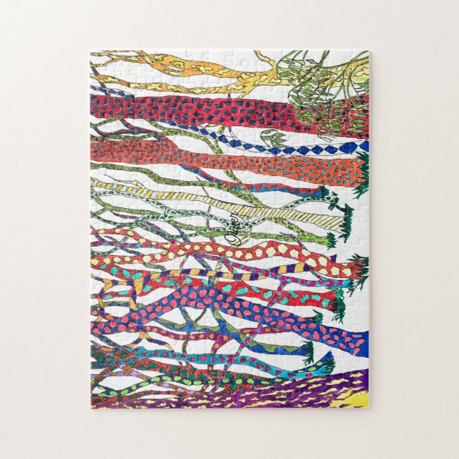 Quebra-cabeça aquarela de floresta louca e feliz (Vertical)