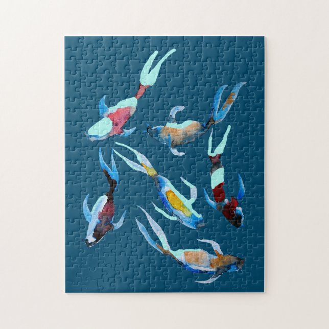 Quebra-cabeça Aquarela de Peixe Koi (Vertical)