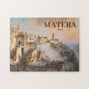 Quebra-cabeça Aquarela de Viagem Sassi di Matera Itália Vintage