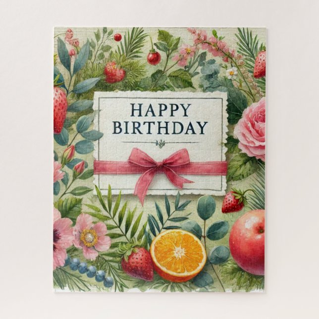 Quebra-cabeça Aquarela Feliz Aniversário  (Vertical)