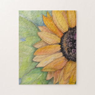 Quebra-cabeça Aquarela Floral de Girassol Rústico
