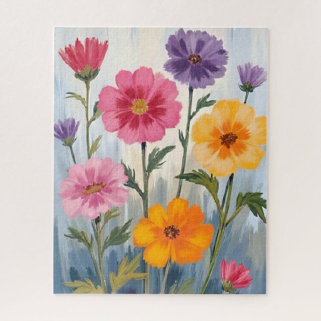Quebra-cabeça Aquarela Flores Silvestres | Pintura de Campo de F (Vertical)