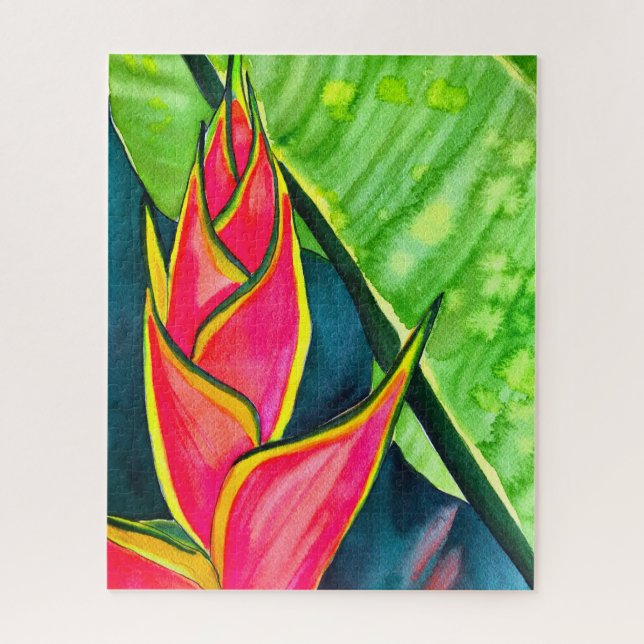 Quebra-cabeça Aquarela heliconia flor tropical (Vertical)