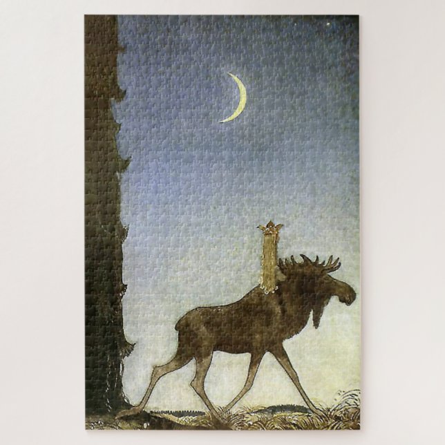 Quebra-cabeça Aquarela “Leap the Elk” de John Bauer (Vertical)