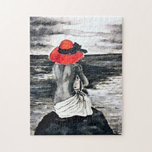 Quebra-cabeça Aquarela - Mulher Marinha - Sonhadora