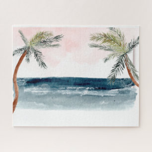 Quebra-cabeça Aquarela Palmeiras da Praia Tropical Relax