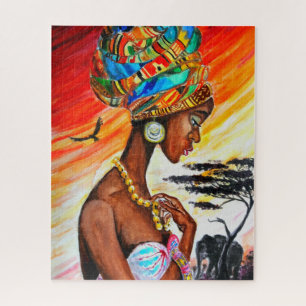 Quebra-cabeça Aquarela - Princesa Africana - Lindo -