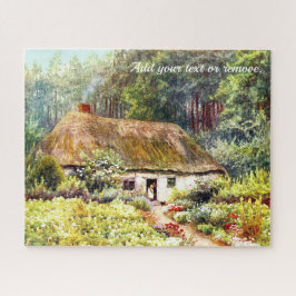 Quebra-cabeça Aquarela vitoriana da chaleira e jardim ingleses,