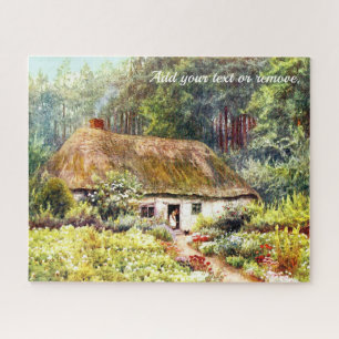 Quebra-cabeça Aquarela vitoriana da chaleira e jardim ingleses,