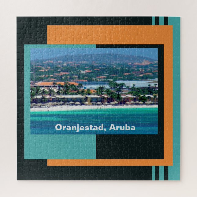 Quebra-cabeça Aquarelas de Oranjestad, Aruba (Vertical)