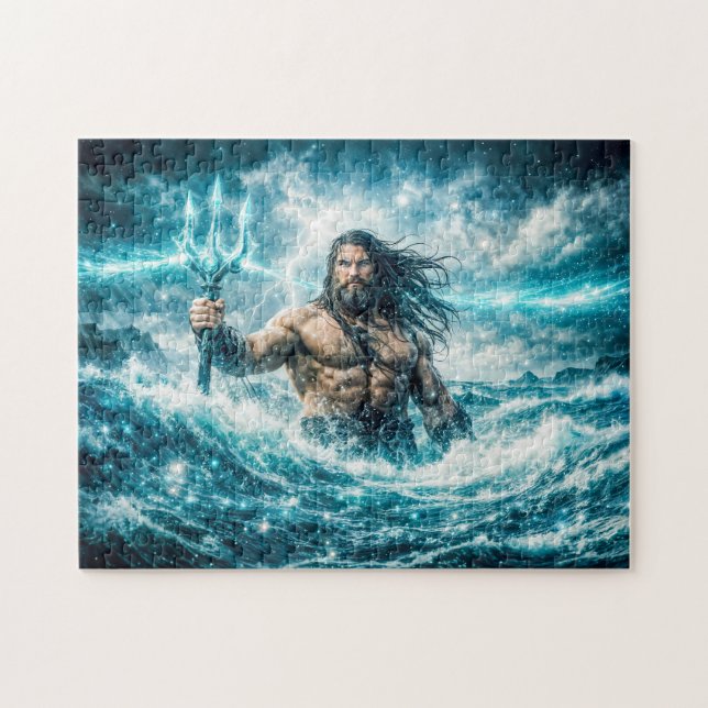 Quebra-cabeça Aquário Zodíaco com Guerreiro do Tridente em Ocean (Horizontal)