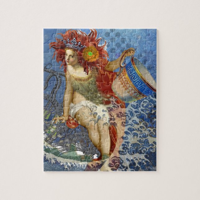 Quebra-cabeça Aquarius Mermaid Gótica Arte Azul (Vertical)