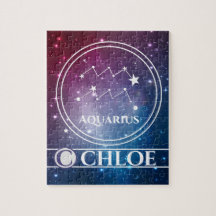 AQUARIUS - Sinal Zodiac - Purple Night Sky Stars N