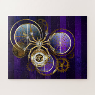 Quebra-cabeça Aranha Steampunk no fundo roxo