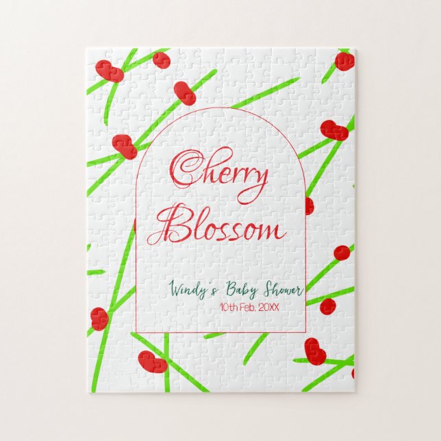 Quebra-cabeça Arch shape cherry blossom red green baby shower na (Vertical)