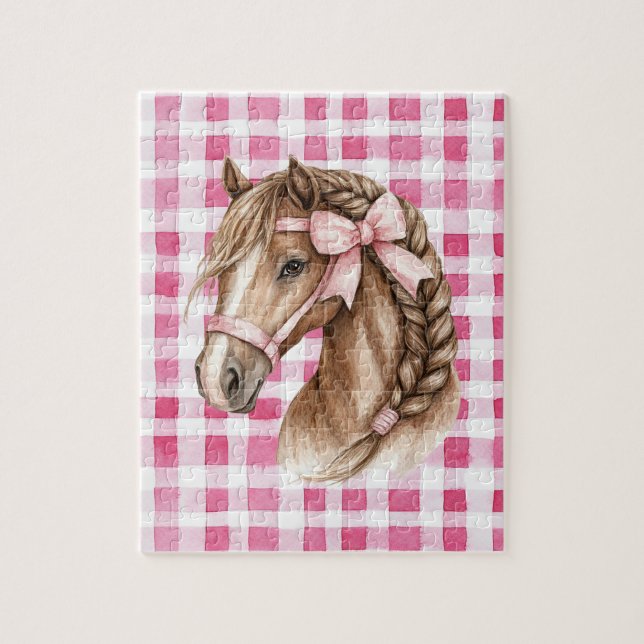 Quebra-cabeça Arco de Cavalo com Listras Rosa (Vertical)