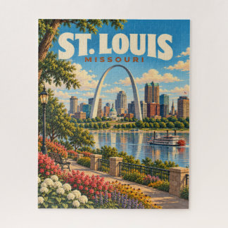 Quebra-cabeça Arco Gateway de St. Louis Missouri Viagem Vintage