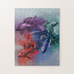 Quebra-cabeça Arco-Íris Colorido Betta Fish verde azul roxo