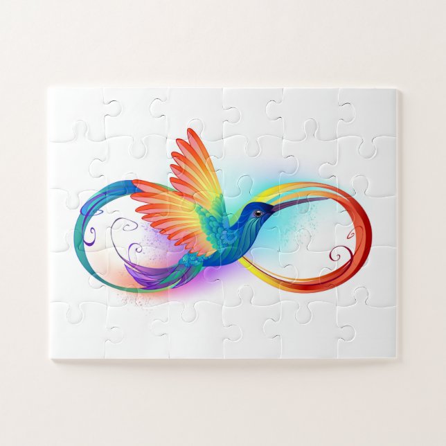 Quebra-cabeça Arco-íris Hummingbird com símbolo Infinito (Horizontal)