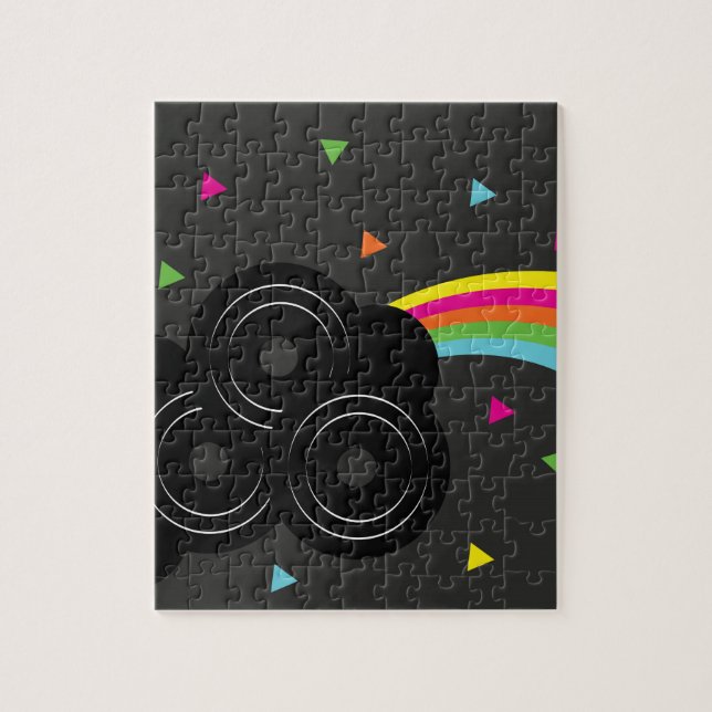 Quebra-cabeça Arco-íris Musical Retro de Discos dos Anos 80 (Vertical)