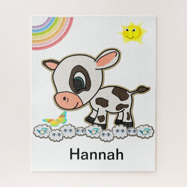 Quebra-cabeça Arco-Íris Nuvens Vaca Sol (Vertical)