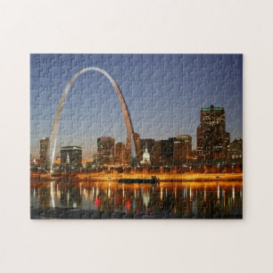 Quebra-cabeça Arco St Louis Mississippi da entrada na noite
