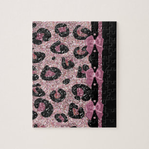 Quebra-cabeça ARCOS de Fita de Impressão de Leopardo Rosa-Rockab