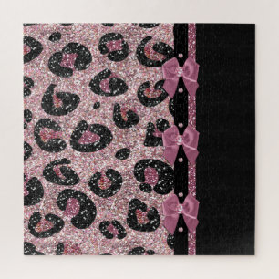 Quebra-cabeça ARCOS de Fita de Impressão de Leopardo Rosa-Rockab