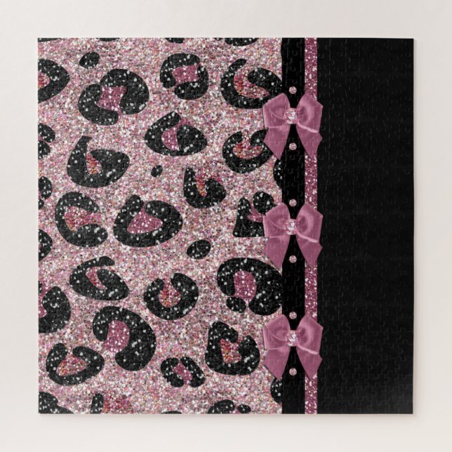 Quebra-cabeça ARCOS de Fita de Impressão de Leopardo Rosa-Rockab (Vertical)