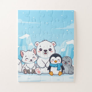 Quebra-cabeça Arctic Animals Kids Puzzle | Cute Polar Bear Fox P