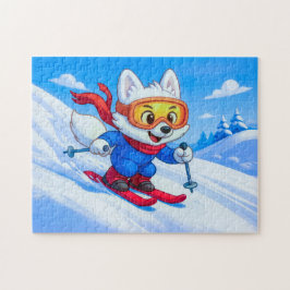 Quebra-cabeça Arctic Fox Skiing Down a Snowy Mountain