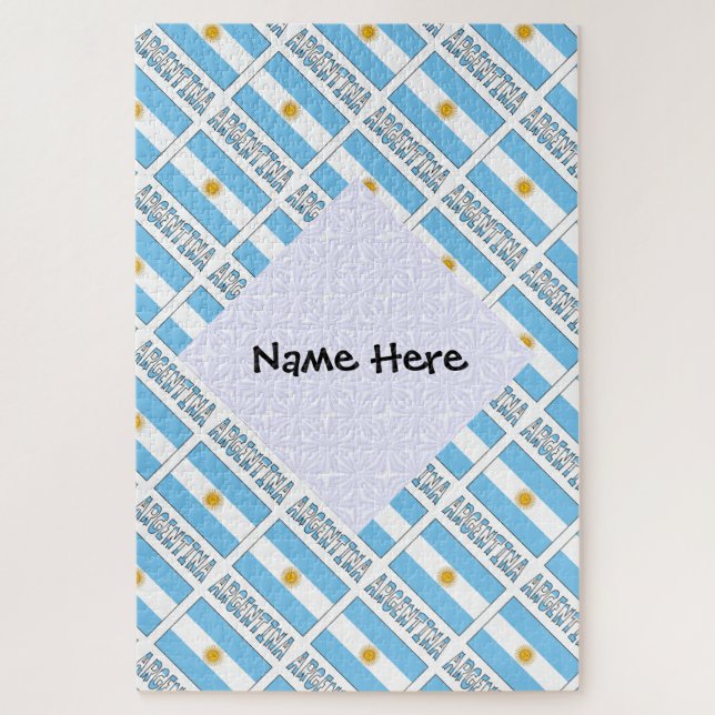 Quebra-cabeça Argentina and Argentine Flag Tiled Personalized  (Vertical)