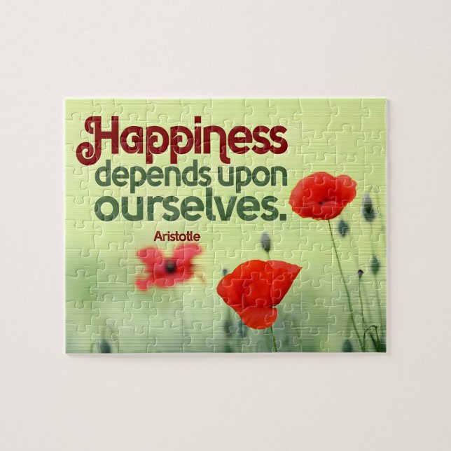 Quebra-cabeça Aristóteles Inspiração Citação "Felicidade" (Horizontal)