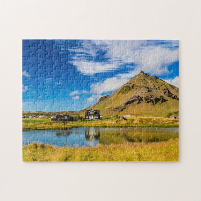 Quebra-cabeça Arnarstapi Amtmansshus E Monte Stapafell, Islândia (Horizontal)