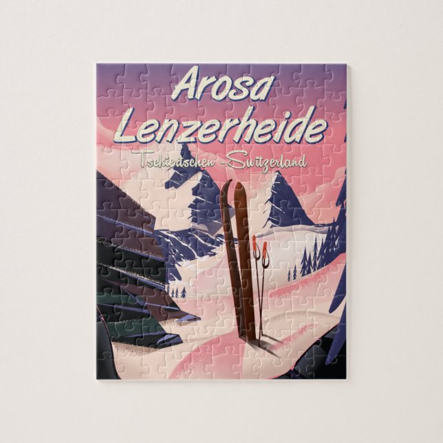 Quebra-cabeça Arosa Lenzerheide, poster de esqui Suiça. (Vertical)