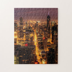 Quebra-cabeça Arquitectura da cidade da noite de Chicago