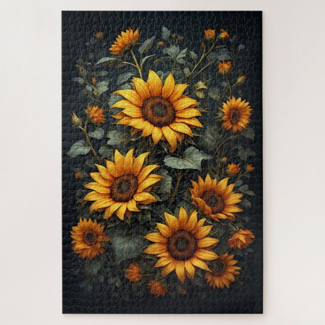 Quebra-cabeça Arranjo Floral de Girassóis de Outono (Vertical)