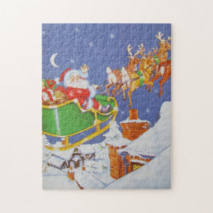 Quebra-cabeça Arreio de Papai Noel Vintage 11x14