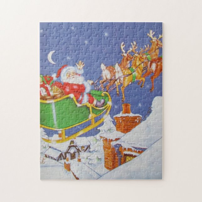 Quebra-cabeça Arreio de Papai Noel Vintage 11x14 (Vertical)